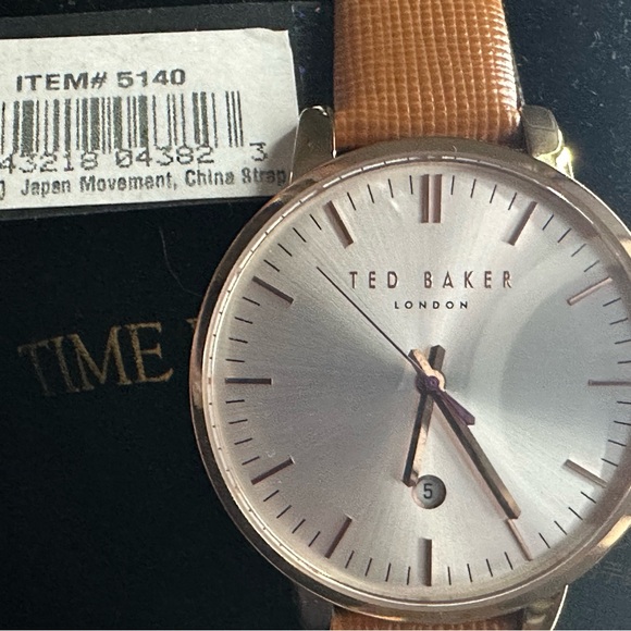NEW with Tags! Ted Baker London Watch Brown Leather Rose Gold Date Display - Picture 2 of 16